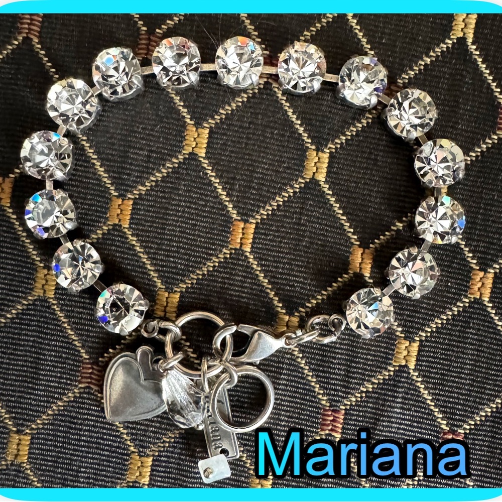 MARIANA TENNIS BRACELET-Authentic Round-Cut Clear Crystal Stones in Cup Setting - Picture 10 of 16